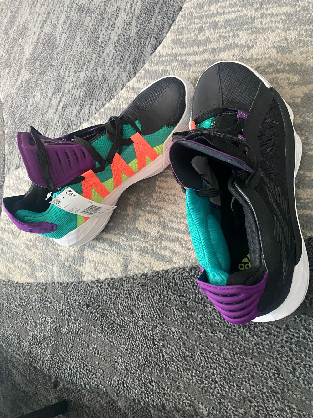 adidas Women's Black Sneakers with Teal, Purple and Orange Accents